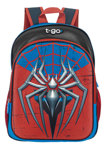 Mochila Escolar 16 Pulgadas T-go Para Nenes Araña Pelota 3d Color Azul Diseño de la tela Araña 3d
