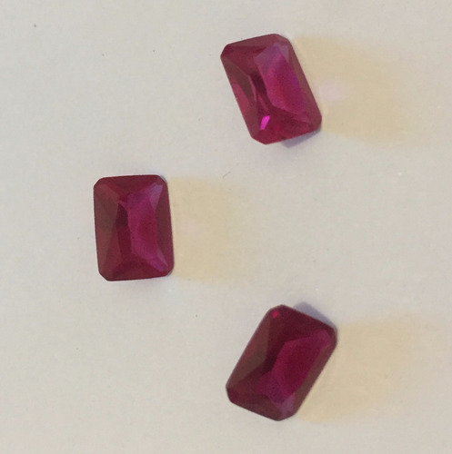 Lindo Rubi Sintetico Octagonal 8x6mm Paquete 3 Envio Gratis