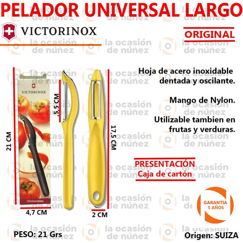 Imagen 2 de 6 de Pelapapas Victorinox Pela Papas Pelador Largo Verdura Fruta