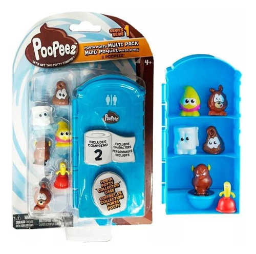 Poopeez Pack X 6 Figuras Con Baño Celeste