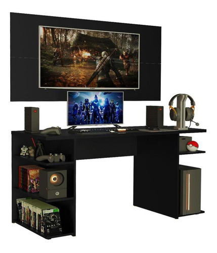 Mesa Computador Madesa Gamer 9409 Painel Tv Até 50 Pol Preto