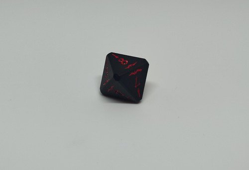 Set Dados De Metal X 7 Rol - #18 Negro Con Números Y Símbolos Rojos