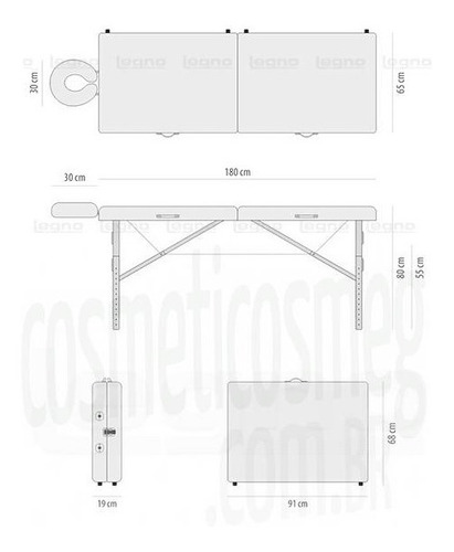Imagem 2 de 8 de Maca Legno Modelo Antares 65cm Portátil, Reforço Cabo De Aço
