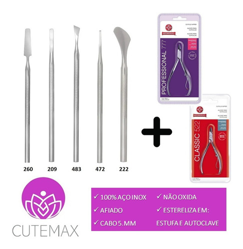 Kit Pedicure Alicate De Unha Palitos Espátula Calo