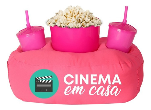 Almofada Porta Pipoca Rosa Cinema Em Casa Desenho do tecido Estampado