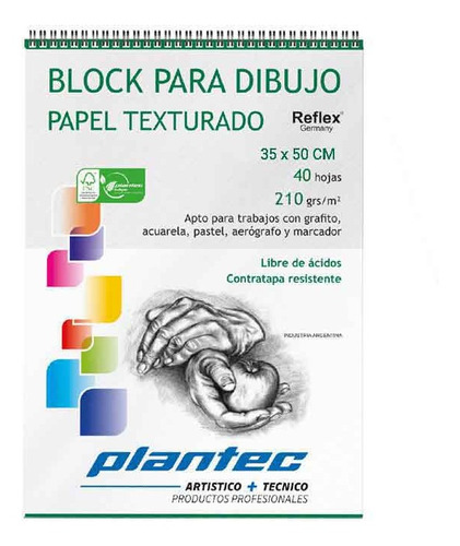 Block De Hojas Dibujo Plantec - Texturado 35x50cm Anillado