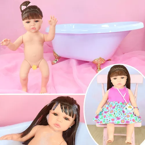 Tipo Boneca Bebê Reborn Pode Dar Banho Com Acessórios