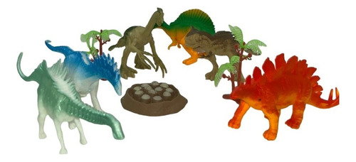 Kit 9 Dinossauro Animais Selvagens Borracha Brinquedos