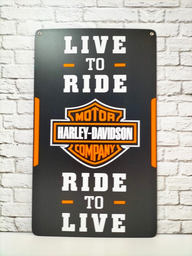 Cuadro Harley Davidson Live To Ride De Lamina De Metal 