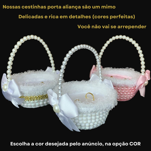Cestinha Porta Aliança De Pérolas Casamento Daminha