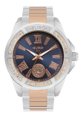 Relógio Euro Feminino Delux Bicolor - Eu2115ax/4j Cor do bisel Azul