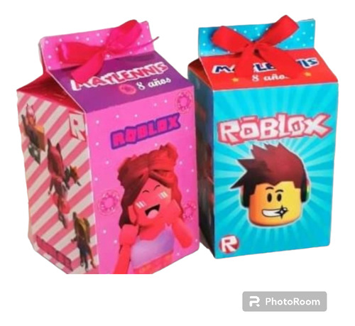 Caja Milk Box Personalizado Roblox De Varon / Nena  X 10