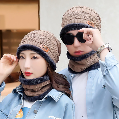 Vv Conjunto Gorro Cuellera Tejido Frío Lana Unisex Moda