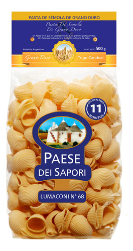 Fideos Lumaconi Nº 68 Paese Dei Sapori 500gr.