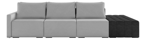 Sofá Ilha Modular E Puff 342cm Georgia K04 Vld Cinza/preto Cor Cinza