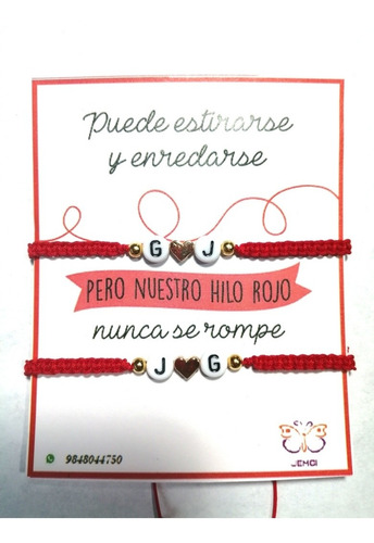 Set Pulseras, Parejas, Enamorados, Hilo Rojo San Valentín. 