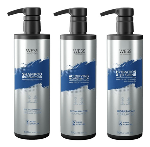 Wess Nano Selagem Kit 3 Passos 500ml