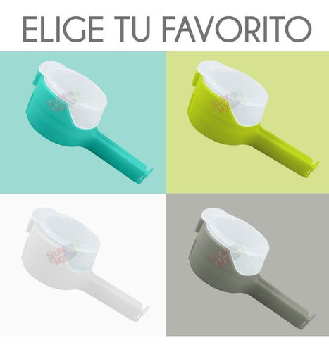 Clip Sellador De Bolsas Cierre Dispensador Cereal Snack Color Blanco