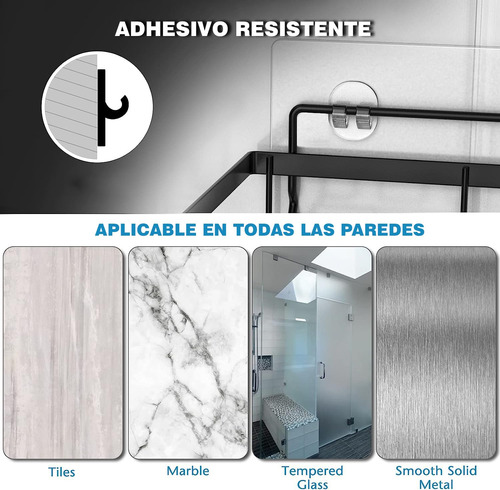 Set De 2 Estante Organizador De Baño Autoadhesivo Acero Inox