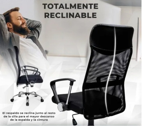 Silla De Escritorio Imback Ejecutiva Mesh Negra Con Tapizado De Mesh Y Cuero Sintético