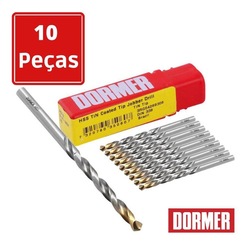 Kit 10 Broca 2.7 Mm Aço Rapido Ponta De Titanio Dormer A002