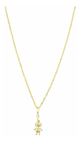 Colar Dourado Menina Com Pedrinha