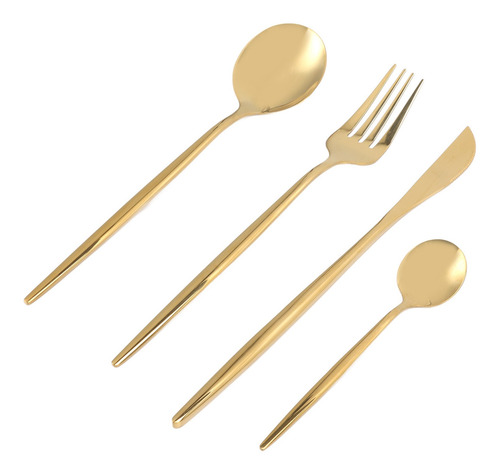 Juego De Cubiertos Modernos, Dorado, 24 Piezas