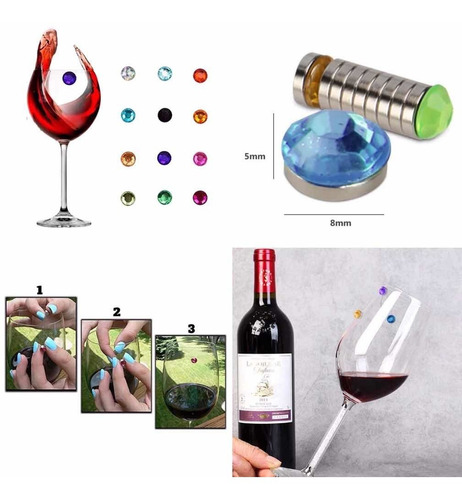 Imagen 2 de 6 de Identificador Marcador Vasos Y Copas X 12 Unid Magnetico !