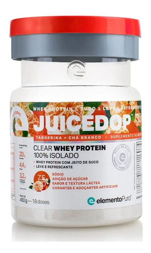 Juicedop Clear Whey Protein Isolado 450g Elemento Puro Sabor Tangerina com chá branco