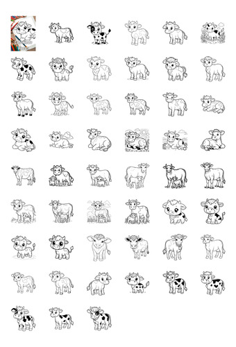 Caderno A4 Com 50 Desenhos Para Colorir Vacas #75
