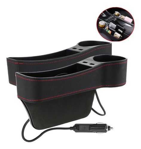 Caja Organizadora Usb For Asiento De Coche, Color Negro, 2