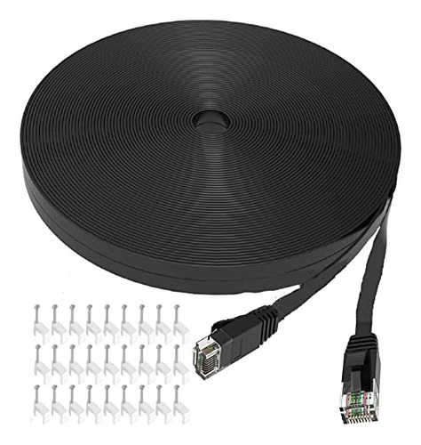 Cable Ethernet Hepuhto Cat6 Plano Negro Largo De Alta Ve
