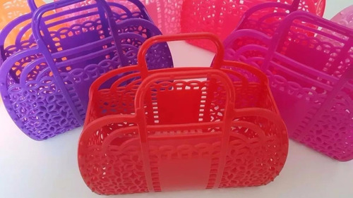 Bolsitas Canastas Plasticas Souvenir Para Nenas X5 Unidades
