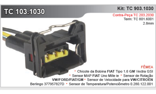 Conector Chicote Plug Sensor Rotação Marea 2.0 Tc 103.1030