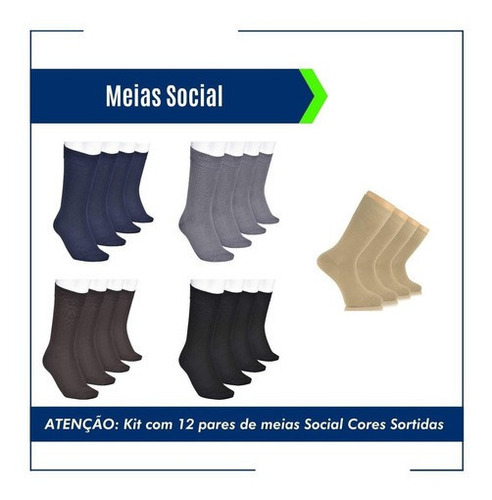 Imagem 4 de 5 de Kit 60 Pares De Meia Social Masculina