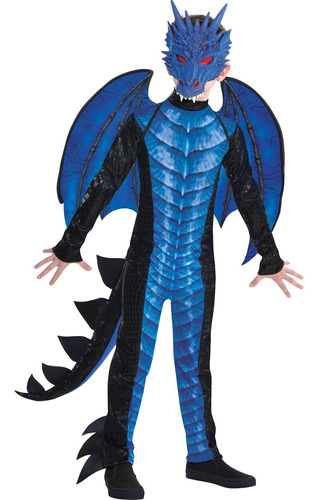 Disfraz De Dragón Azul Bestial De Amscan, Talla Grande Para