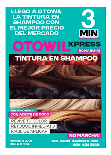 Otowil Xpress Tintura En Shampoo 3 Min Color Rubio X10