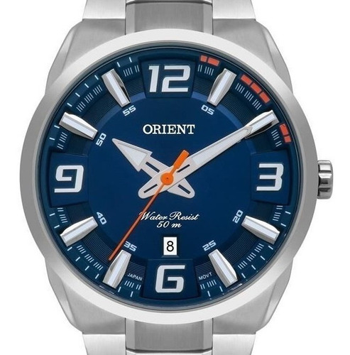 Imagem 1 de 4 de # Relógio Masculino Orient Prata Com Fundo Azul Mbss1359 Nf