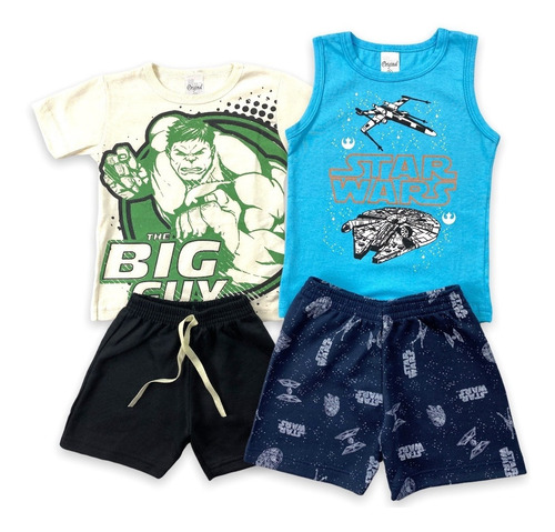 Imagem 5 de 10 de Kit 3 Conjunto Infantil Personagem Menino Roupa Atacado