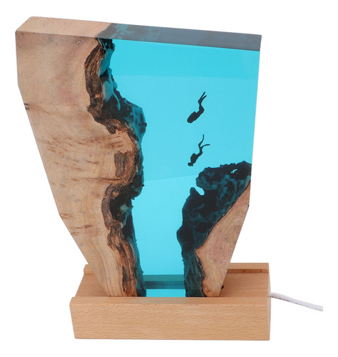 Led De Madera De Resina Night Diver Colorful Ocean