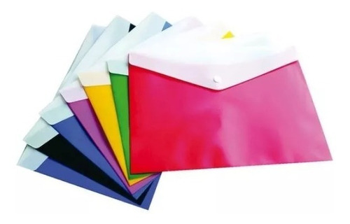 Sobre Plastico Con Boton Tamaño A4 Colores Pack X 5 Unid