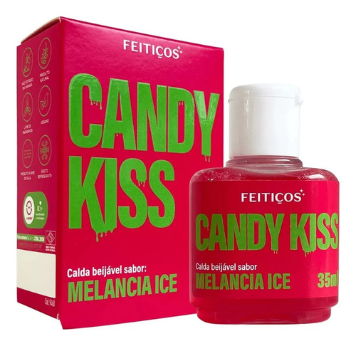  Gel Corporal Intimo Beijável Candy Kiss Melancia Ice 35ml