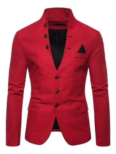 Blazer Saco Delgado Para Hombre Slim Fit Cuello Alto