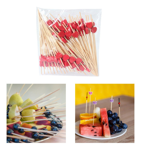 Palillos De Cóctel, Palillos De Aperitivo, Corazón Rojo