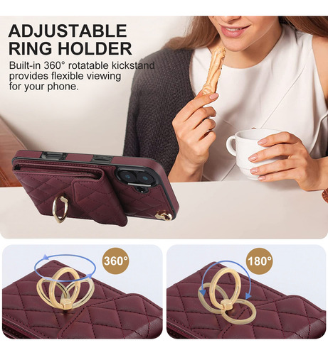 Funda De Piel De Primera Calidad Para Samsung S21 Fe 5g Con Correa Cruzada, Soporte Con Forma De Anillo, Tarjetero