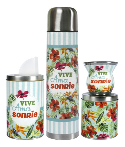 Set Matero Equipo De Ecocuero Latas Mate Termo Diseños Madu