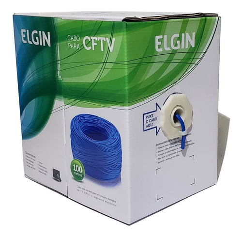 Cabo De Rede / Cftv 24 Awg C/ 100 Metros Azul Elgin