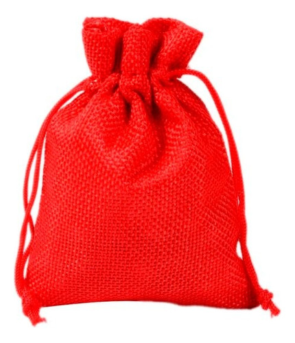 2 Bolsas De Arpillera Cierre De Cordón 20x15cm Rojo