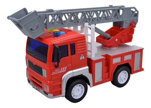 Carro Fricção Caminhão De Bombeiro Com Escada Luz Som Dm Toy