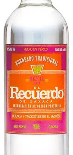 Mezcal Recuerdo De Oaxaca Con Gusano 750 Ml